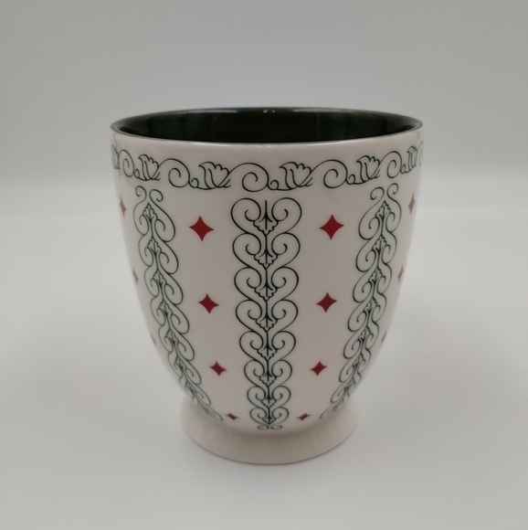 2003 Starbucks Barista Coffee Cup Mug White Green Scroll Red Diamonds 18oz - Picture 3 of 13